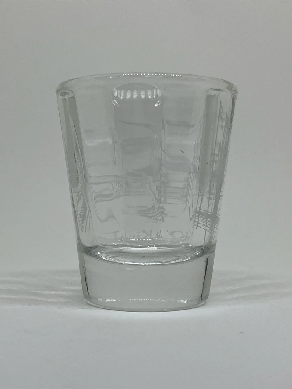 Clear “Chicago - My Kind of Town” Shot Glass with White Etched Cityscape